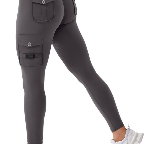 Workout Cargo Leggings with Pockets for Women Hidden Scrunch Butt Liftin…